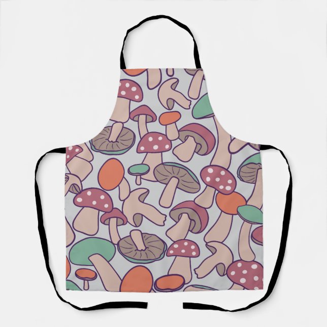 Whimsical Retro Wald Pilz Herbst Myzel Schürze (Vorderseite)