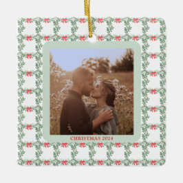 Whimsical Retro | Weihnachtsmuster mit Foto Keramikornament