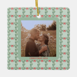 Whimsical Retro | Weihnachtsmuster mit Foto Keramikornament