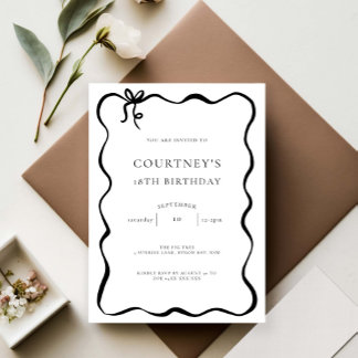 Whimsical Ribbon Bow 18th Birthday Party Einladung