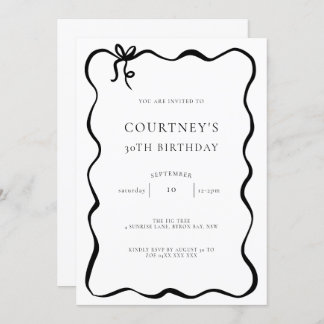 Whimsical Ribbon Bow 30th Birthday Party Einladung