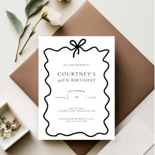 Whimsical Ribbon Bow 40. Geburtstag Party Einladung