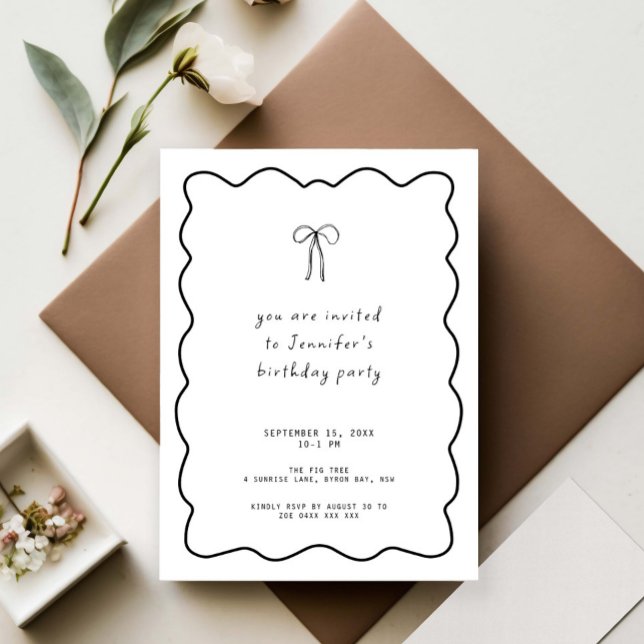 Whimsical Ribbon Bow Geburtstagsparty Einladung (Von Creator hochgeladen)
