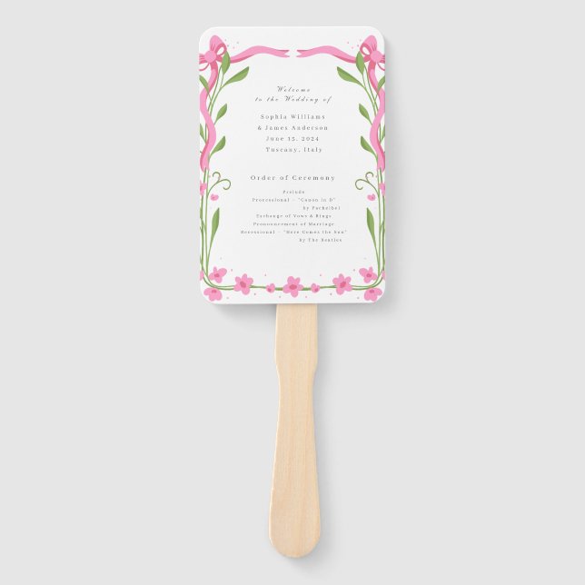 Whimsical Ribbon Floral Wedding Programme Fächer (Vorderseite)