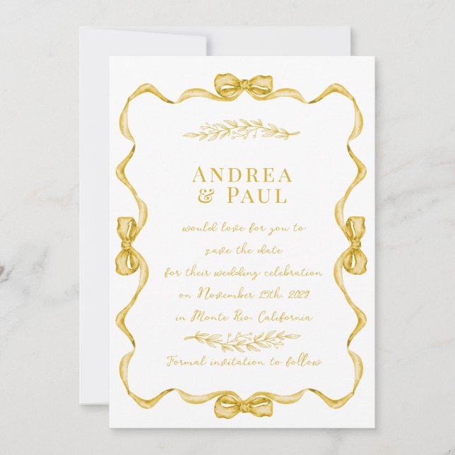 Whimsical Ribbon Sweet Wedding Save The Date (Vorderseite)