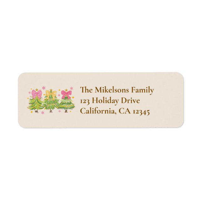 Whimsical Ribbon Tree Family Return Address (Vorne)