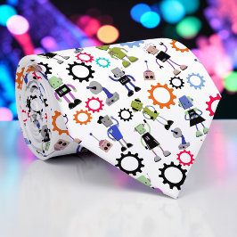Whimsical Robots Fun Custom Necktie Tie Krawatte