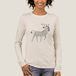 Whimsical "ROCK" Zebragrafik Langarm-T-Shirt Tri-Blend Shirt