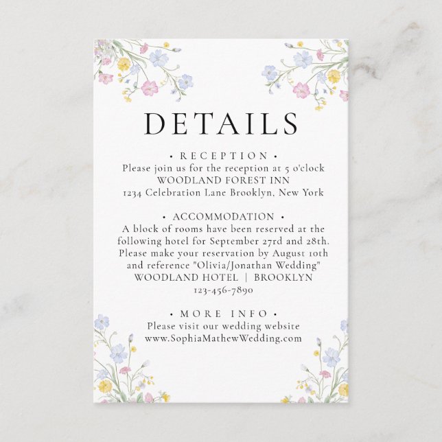 Whimsical Rococo Floral Crest Wedding Details Begleitkarte (Vorderseite)