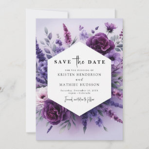 Whimsical Romance Lila Floral Wedding Save The Date