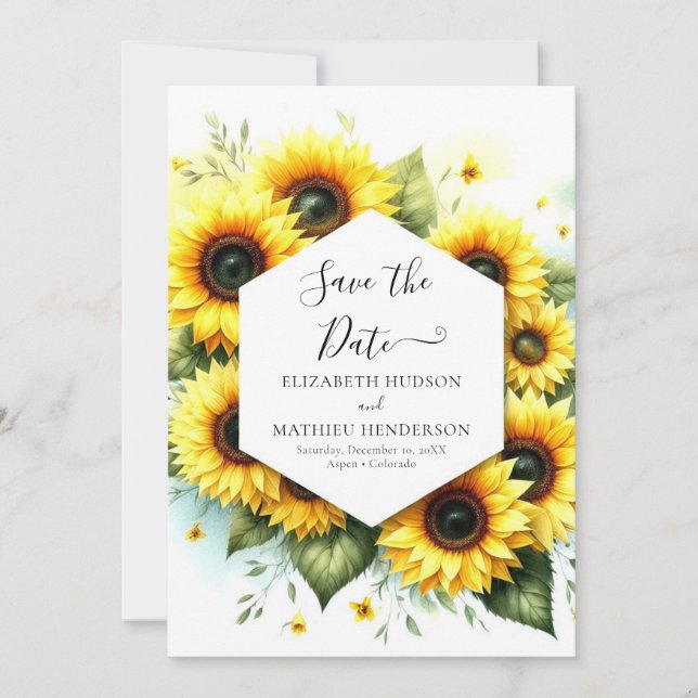 Whimsical Romance Sunflower Wedding Save The Date (Vorderseite)