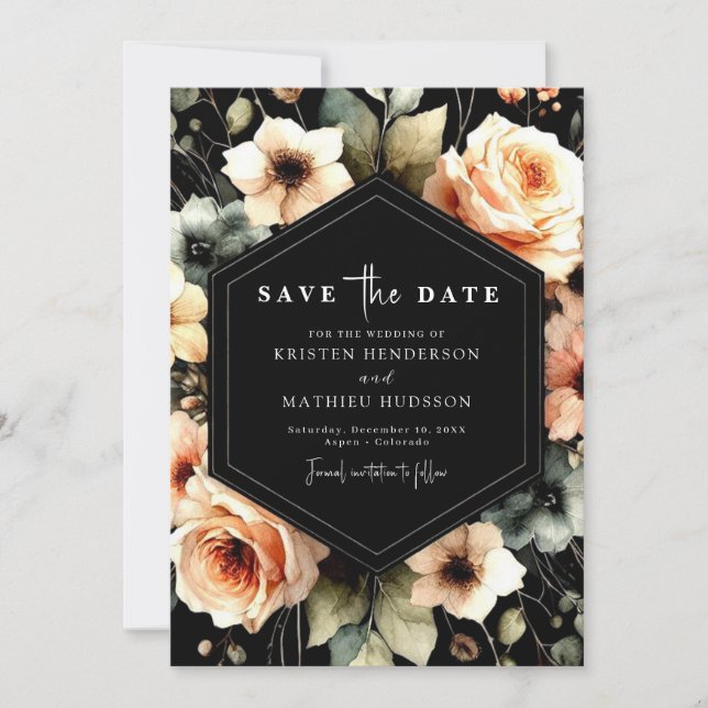 Whimsical Romantic Peach Wedding Save The Date (Vorderseite)