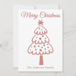 Whimsical Rose Gold Handgezeichneter Weihnachtsbau Feiertagskarte