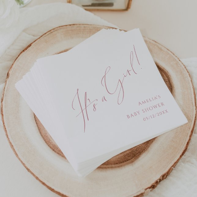 Whimsical Rose Script Es ist eine Girl Baby Dusche Serviette (Von Creator hochgeladen)