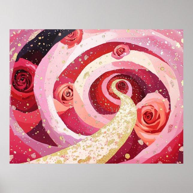 Whimsical roses garden poster (Vorne)