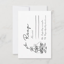 Whimsical RSVP Card, handgezogener Champagnerturm