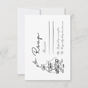 Whimsical RSVP Card, handgezogener Champagnerturm