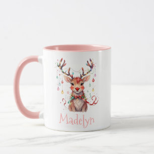 Whimsical Rudolph und Weihnachtslicht Tasse