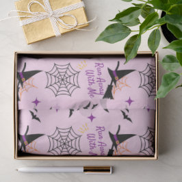 Whimsical "Run Away with Me" Halloween Hexe & Bat Seidenpapier