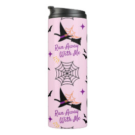Whimsical "Run Away with Me" Halloween Hexe & Bat Thermosbecher