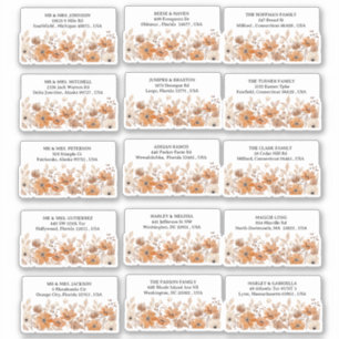 Whimsical Rustic Boho Floral Wedding Address Aufkleber