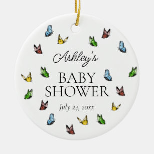 Whimsical Rustic Butterfly Neutral Baby Dusche Keramik Ornament