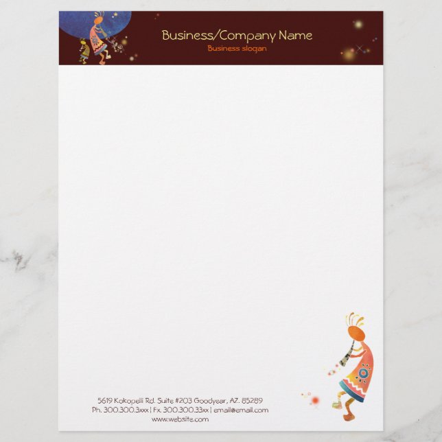 Whimsical Rustic Kokopelli Business Briefkopf (Vorderseite)