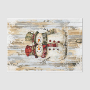 Whimsical Rustic Schneemann-Paar DY8L Decoupage Seidenpapier