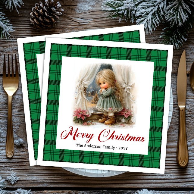 Whimsical Rustic Weihnachtsszene Individuelle Serv Serviette (Whimsical Rustic Christmas Scene Custom Napkins)