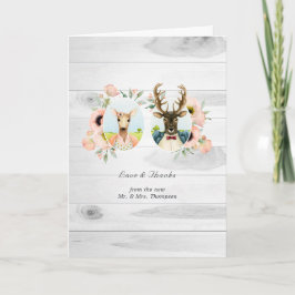 Whimsical Rustic Woodland Forest Deer Wedding Dankeskarte