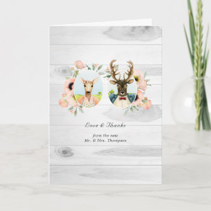 Whimsical Rustic Woodland Forest Deer Wedding Dankeskarte