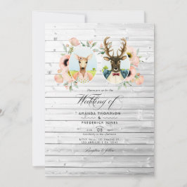 Whimsical Rustic Woodland Forest Deer Wedding Einladung