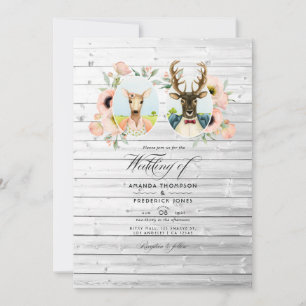 Whimsical Rustic Woodland Forest Deer Wedding Einladung