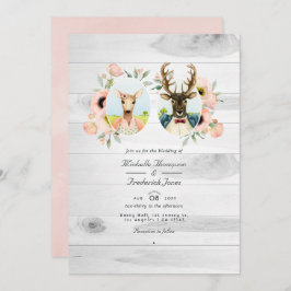 Whimsical Rustic Woodland Forest Deer Wedding Einladung