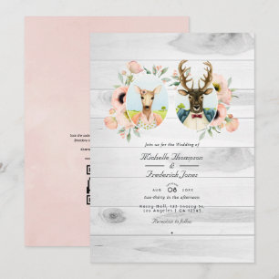 Whimsical Rustic Woodland Forest Deer Wedding Einladung