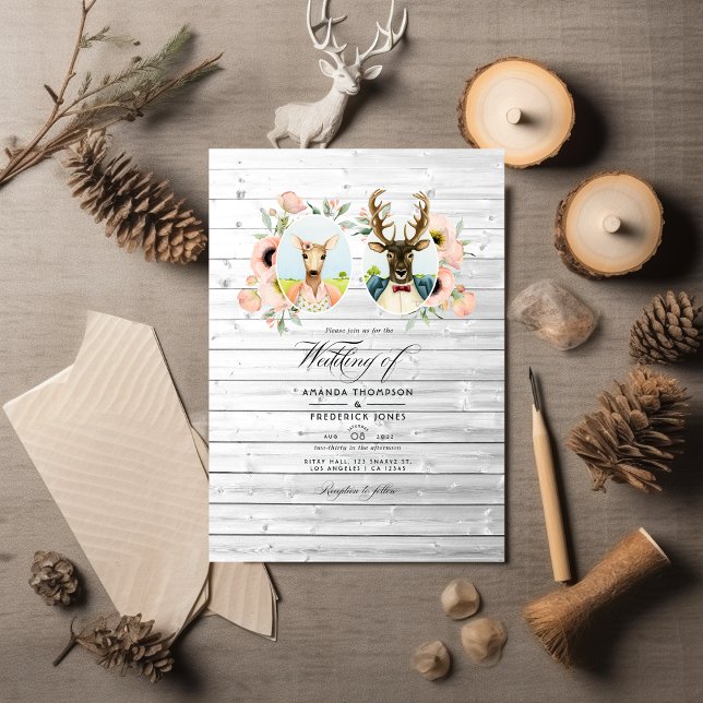 Whimsical Rustic Woodland Forest Deer Wedding Einladung (Von Creator hochgeladen)