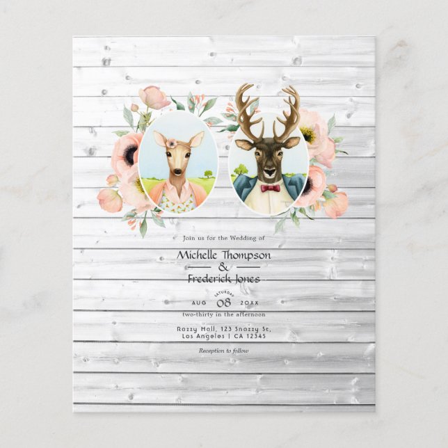Whimsical Rustic Woodland Forest Deer Wedding Flyer (Vorne)