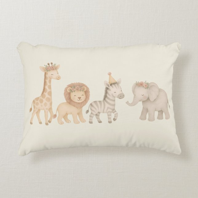 Whimsical Safari Animal Kinderzimmer Accent Pillow Dekokissen (Vorderseite)
