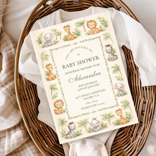 Whimsical Safari Animals Baby Shower Einladung (Von Creator hochgeladen)