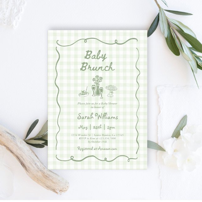 Whimsical Sage Baby Brunch Babydusche Einladung (Von Creator hochgeladen)