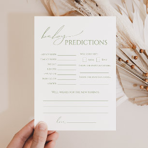 Whimsical Sage Green Baby Shower Predictions Card Einladung