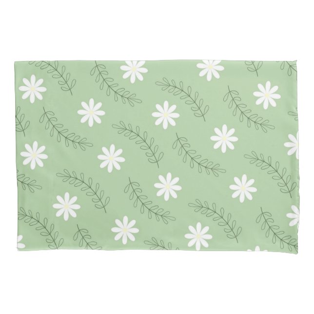 Whimsical Sage Green Floral Retro, fröhlich Kissenbezug (Vorderseite)