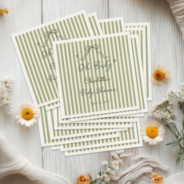 Whimsical Sage Green Gender Neutral Baby Shower Serviette (Von Creator hochgeladen)
