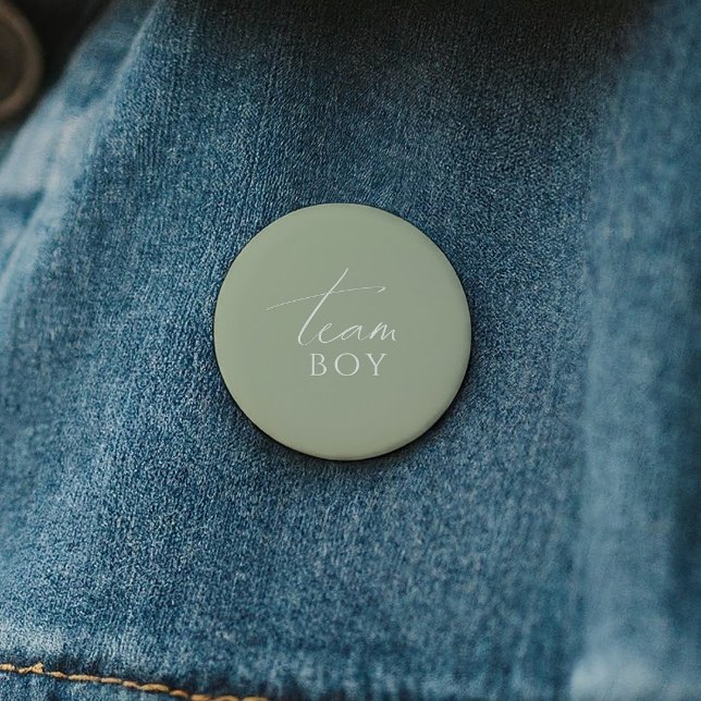 Whimsical Sage Green Gender Reveal Team Boy Button (Von Creator hochgeladen)