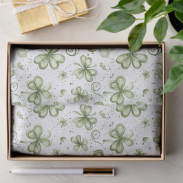 Whimsical Sage Green Watercolor Shamrock  Seidenpapier