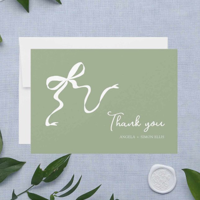 Whimsical Sage Green Wedding Danke Karte (Von Creator hochgeladen)