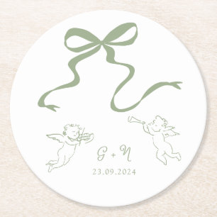 Whimsical Sage Green Wedding Napkin Runder Pappuntersetzer
