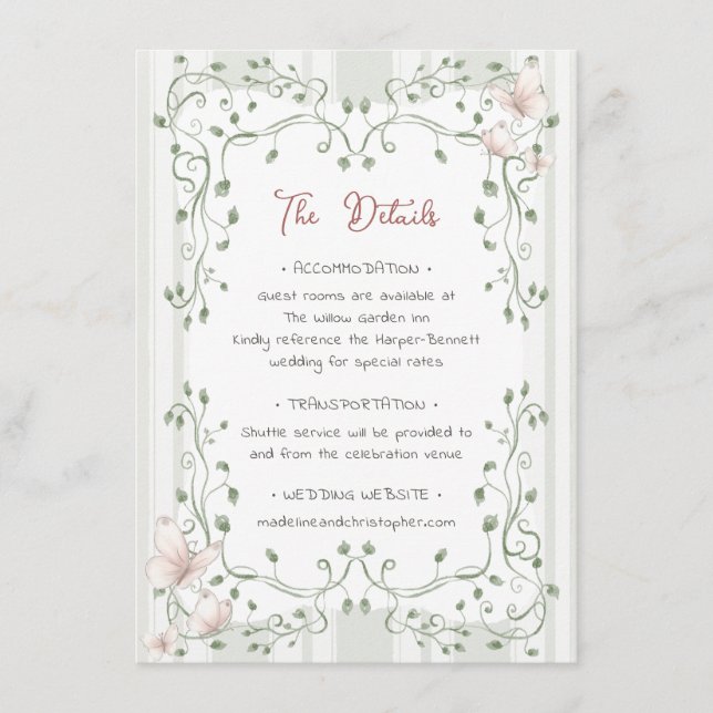 Whimsical Sage Greenery Hochzeit Begleitkarte (Vorderseite)
