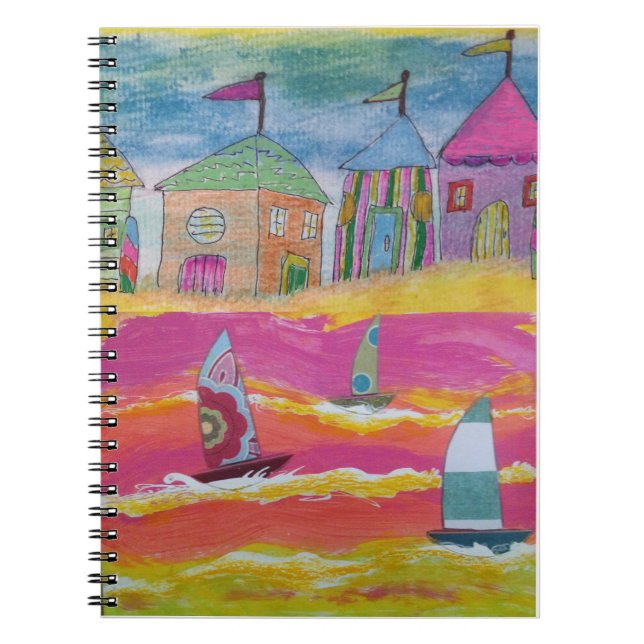 Whimsical Sailboats and Beach Huts Notizblock (Vorderseite)