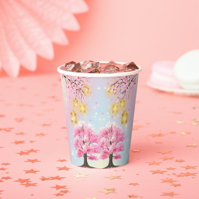 Whimsical Sakura Cherry Blossom Tree Baby Dusche Pappbecher (Von Creator hochgeladen)